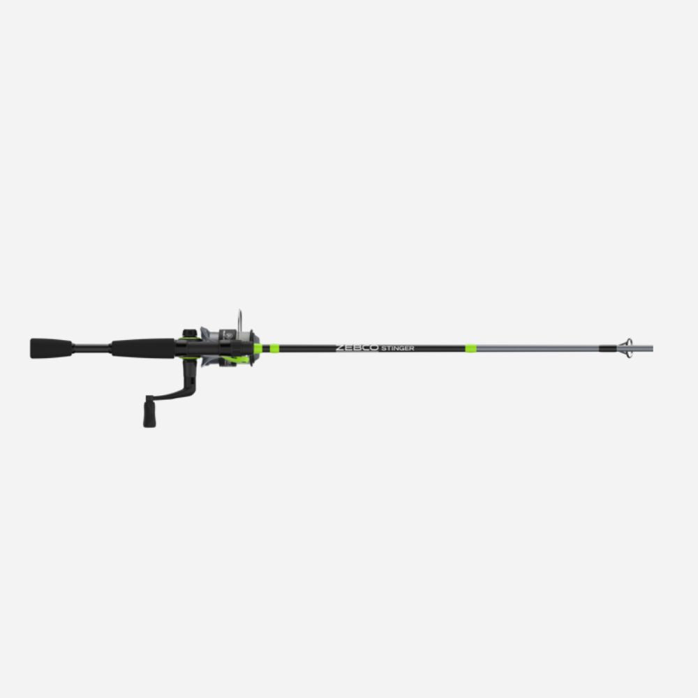 Fishing rod and reel combo on a white background
