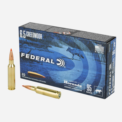 Federal ammunition box with bullets on a white background