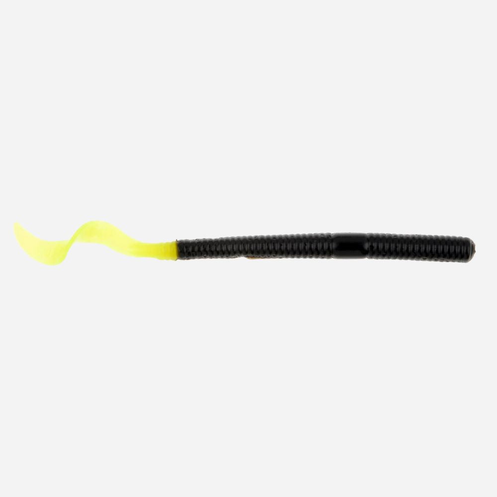 Black and yellow fishing lure on a white background