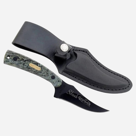 Knife with a black sheath on a white background