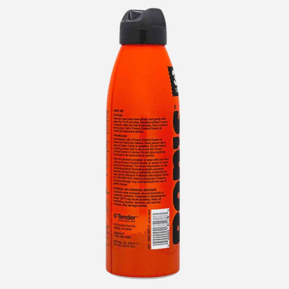 Orange spray bottle with black cap on a white background