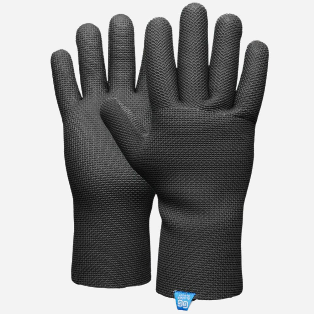 Pair of black gloves on a white background