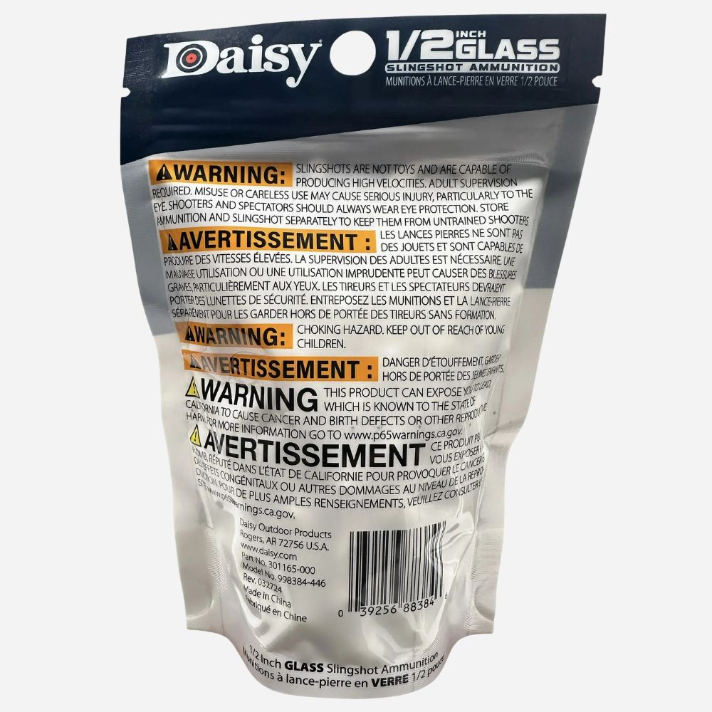 Daisy ammunition packaging with warning labels on a white background