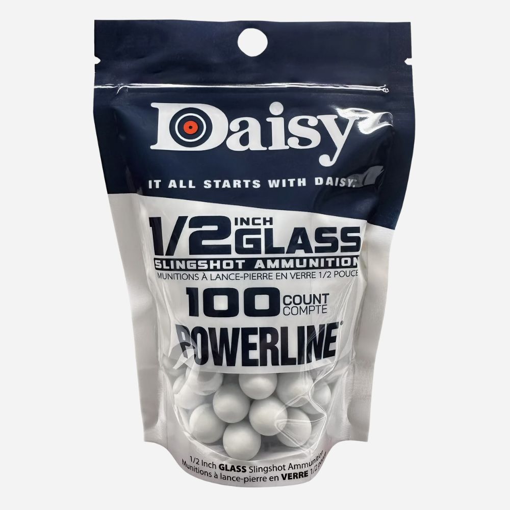 Bag of Daisy glass slingshot ammunition on a white background