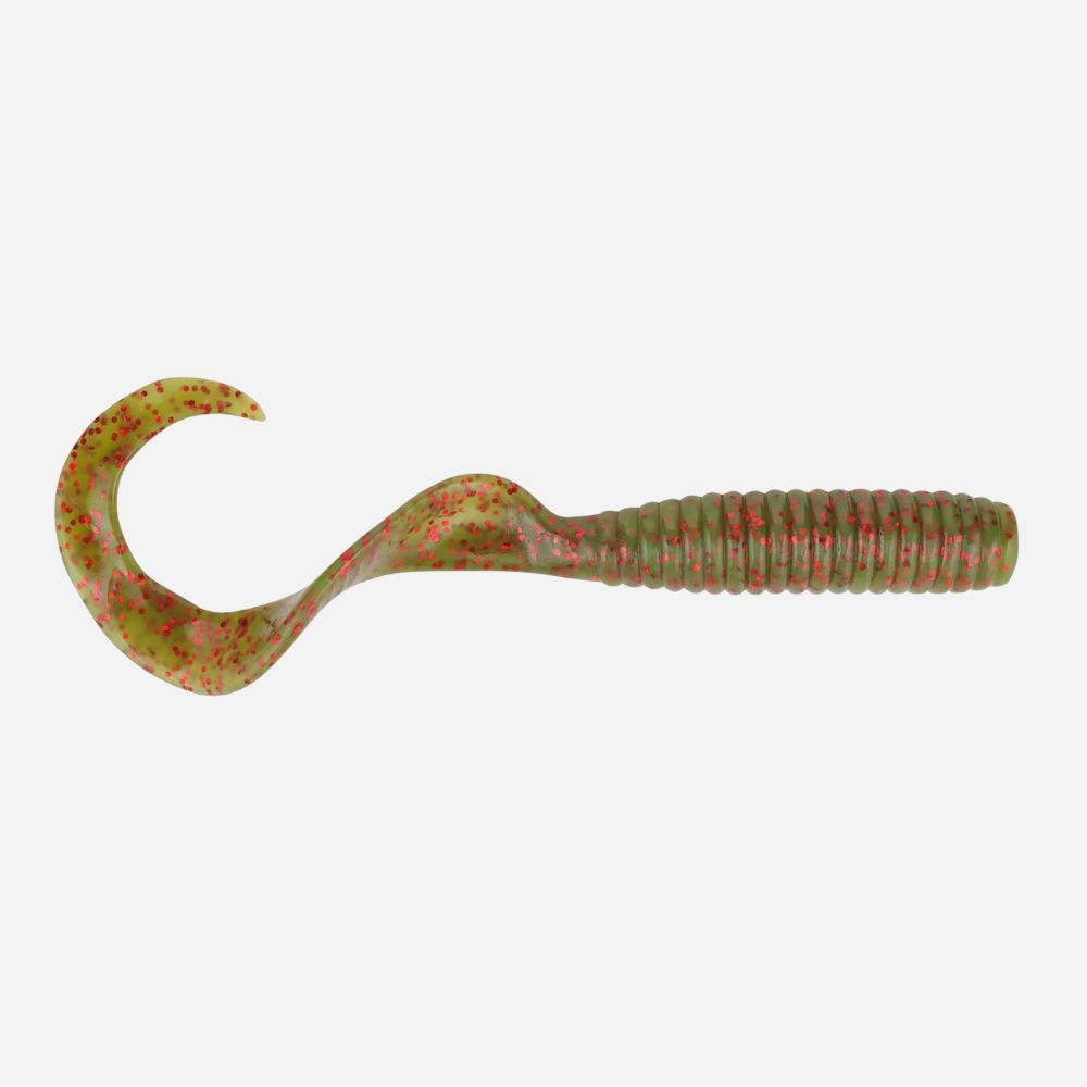 Fishing lure with a curved hook on a white background