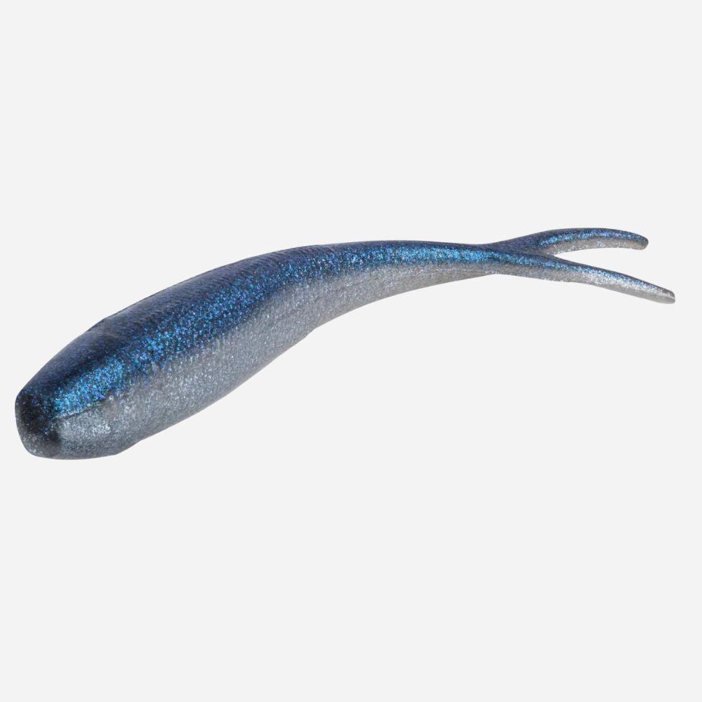 Blue and gray fishing lure on a white background