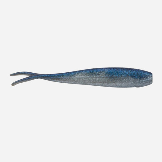Blue and gray fishing lure on a white background