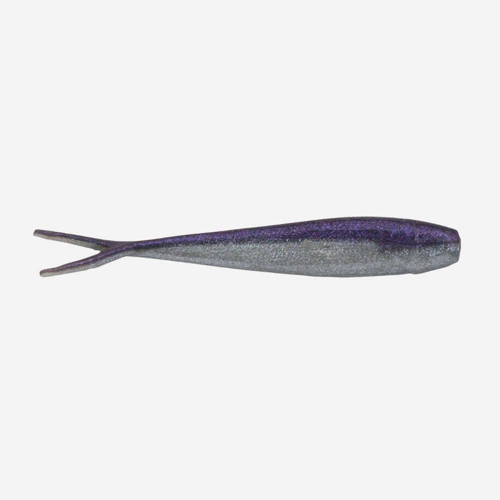 Purple and gray fishing lure on a white background