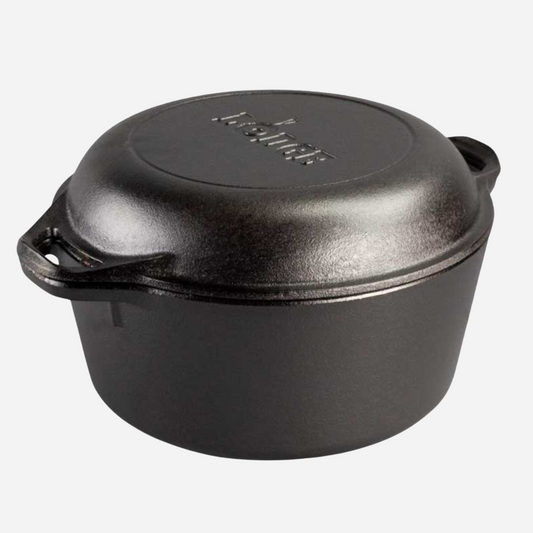 Lodge Cast Iron 5 Quart Seasoned Double Dutch Oven