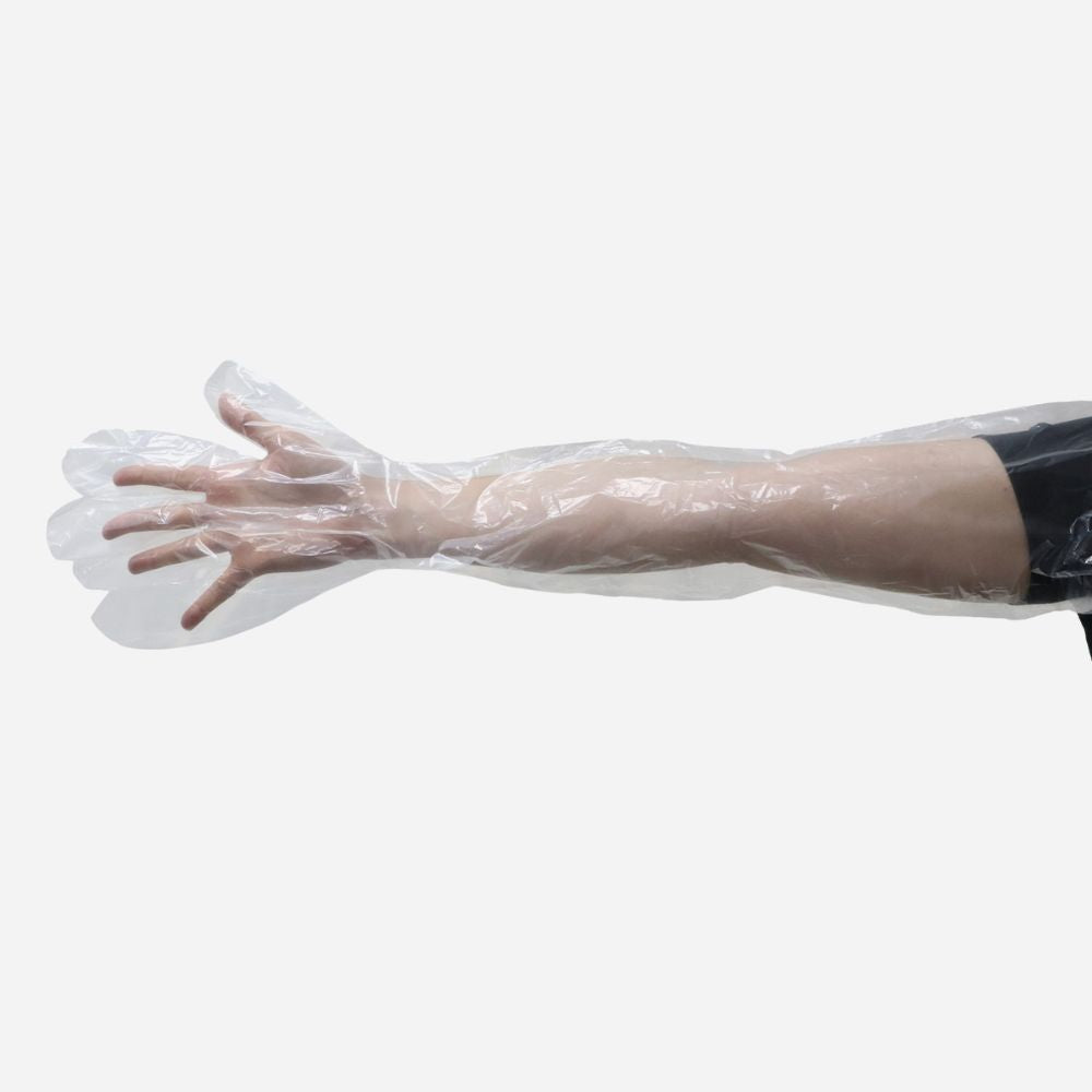 Clear plastic glove on a white background