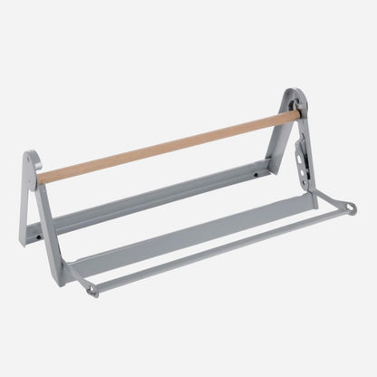 Gray metal bar with wooden handle on a white background