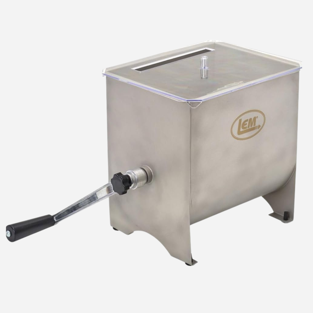 Stainless steel storage tank with a handle on a white background