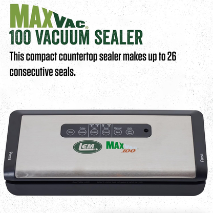MaxVac 100 vacuum sealer with LEM logo on a white background