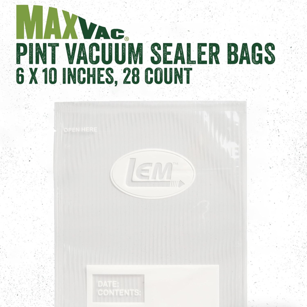 LEM MaxVac Pint Vacuum Bags Reusable Food Storage Bags - 28 count