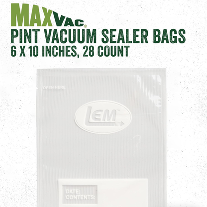 LEM MaxVac Pint Vacuum Bags Reusable Food Storage Bags - 28 count