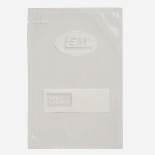 White textured packaging with 'LEM' branding on a light gray background