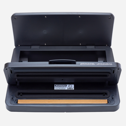 Black rectangular case with a wooden item inside on a white background