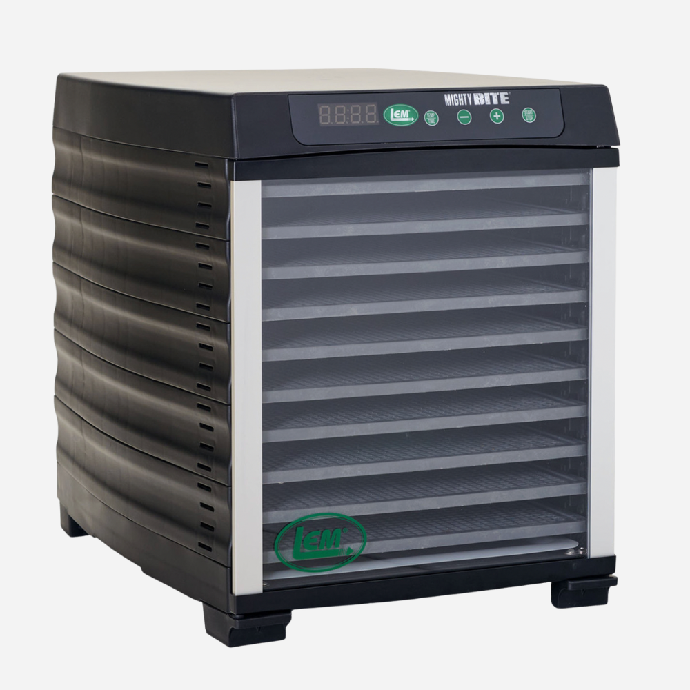 Black dehydrator with digital display on a white background