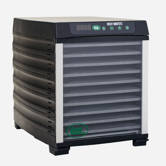 Black dehydrator with digital display on a white background