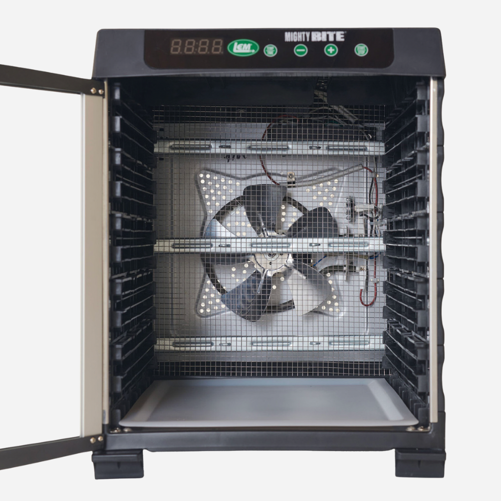 Dehumidifier with a fan inside on a white background