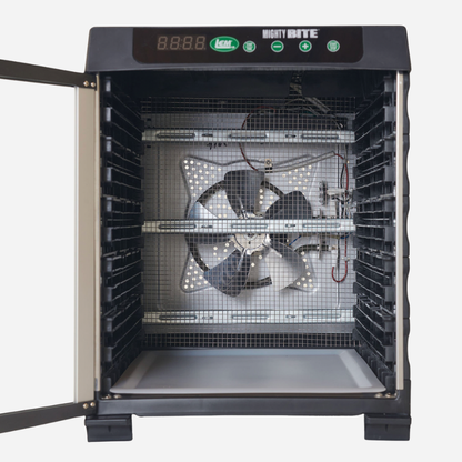 Dehumidifier with a fan inside on a white background