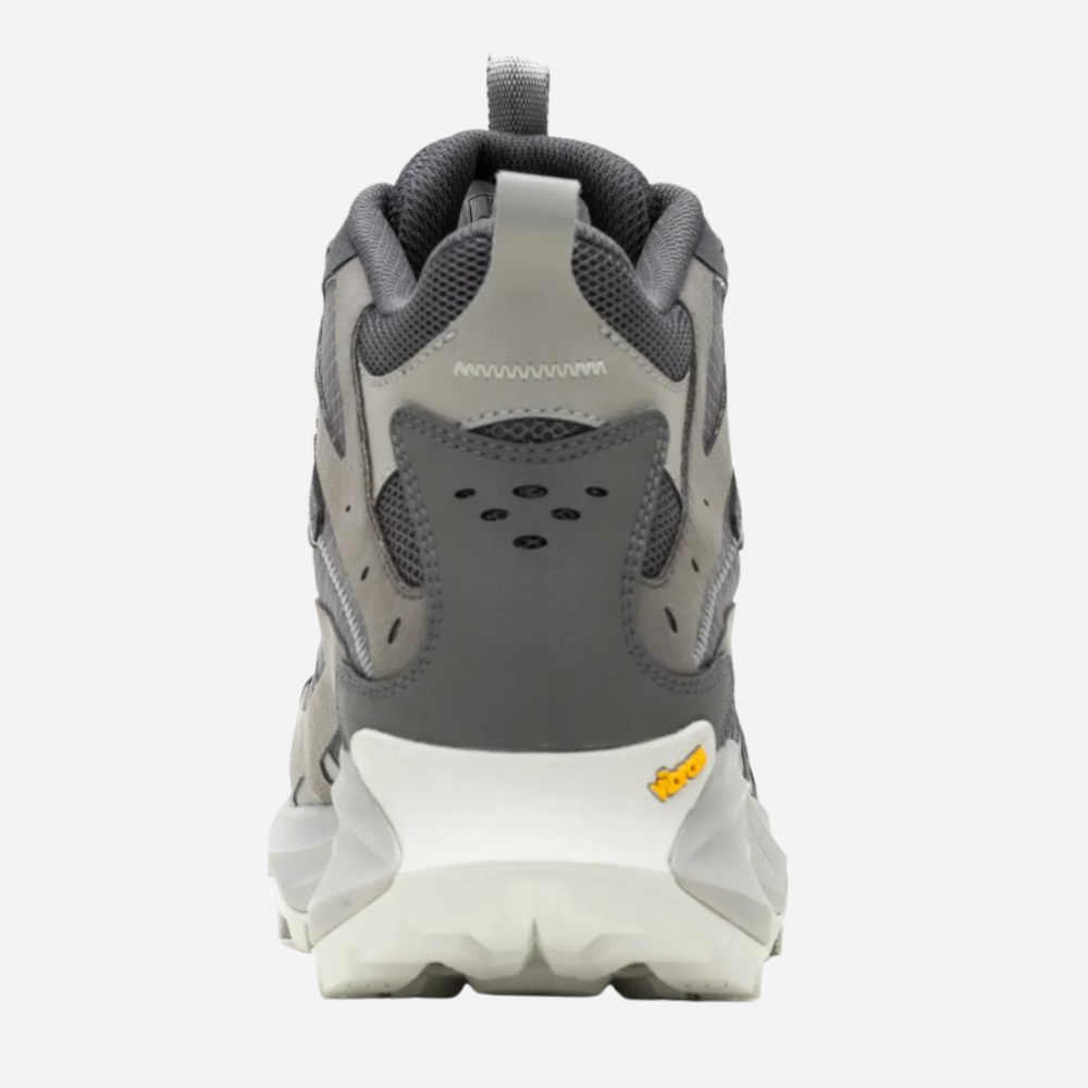 Gray hiking shoe with brand logo on a white background
