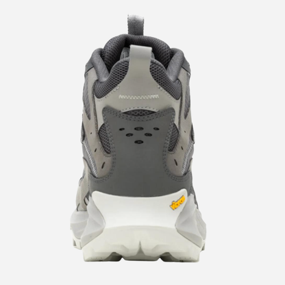 Gray hiking shoe with brand logo on a white background