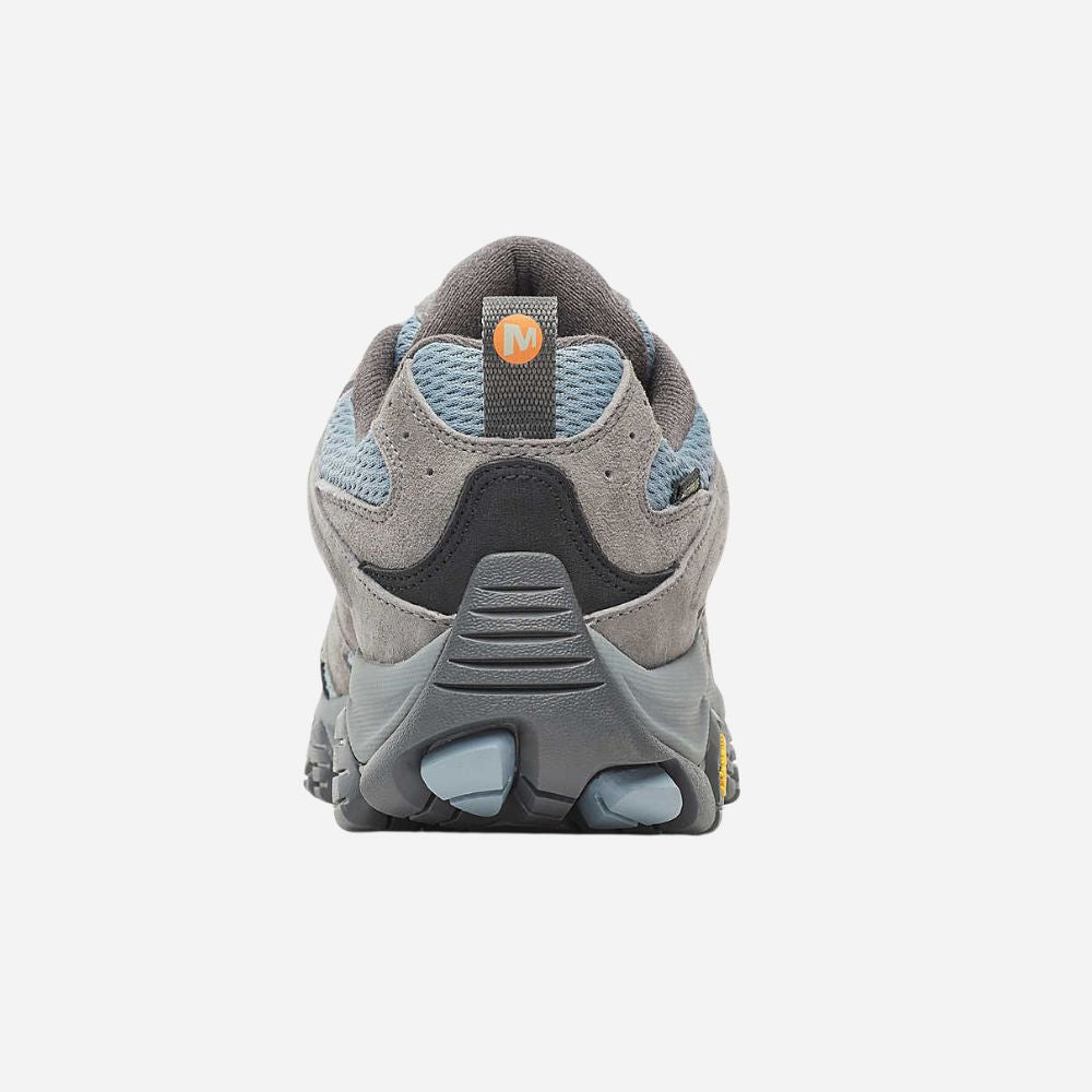 Gray hiking shoe with brand logo on a white background
