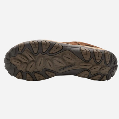 Close-up of a brown shoe sole on a white background