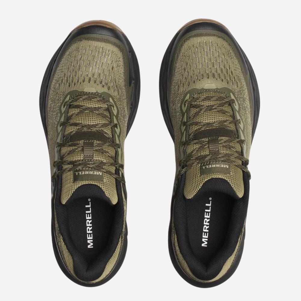 Pair of Merrell hiking shoes on a white background