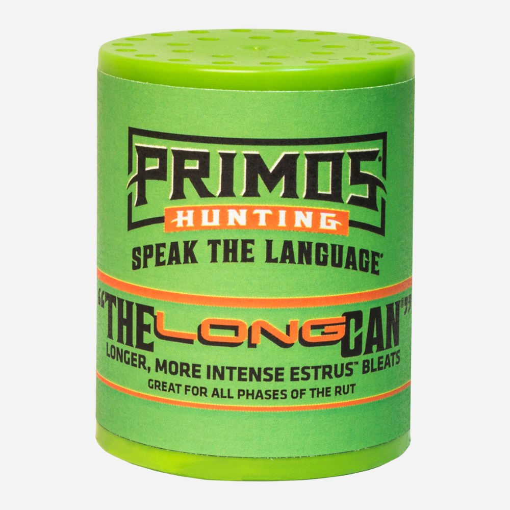 Green hunting call with 'Primos' branding on a white background
