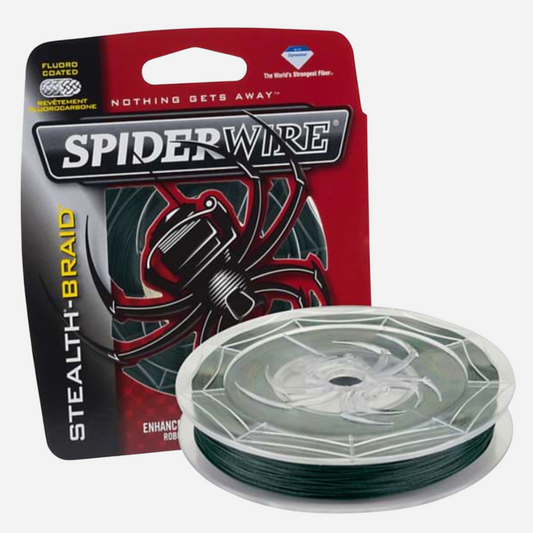 Spiderwire fishing line packaging with a clear spool showing the product.