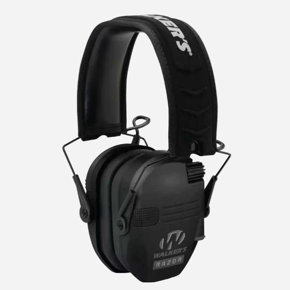 Black Walkers Razor electronic hearing protection headphones on a white background
