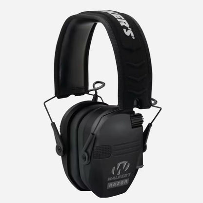 Black Walkers Razor electronic hearing protection headphones on a white background