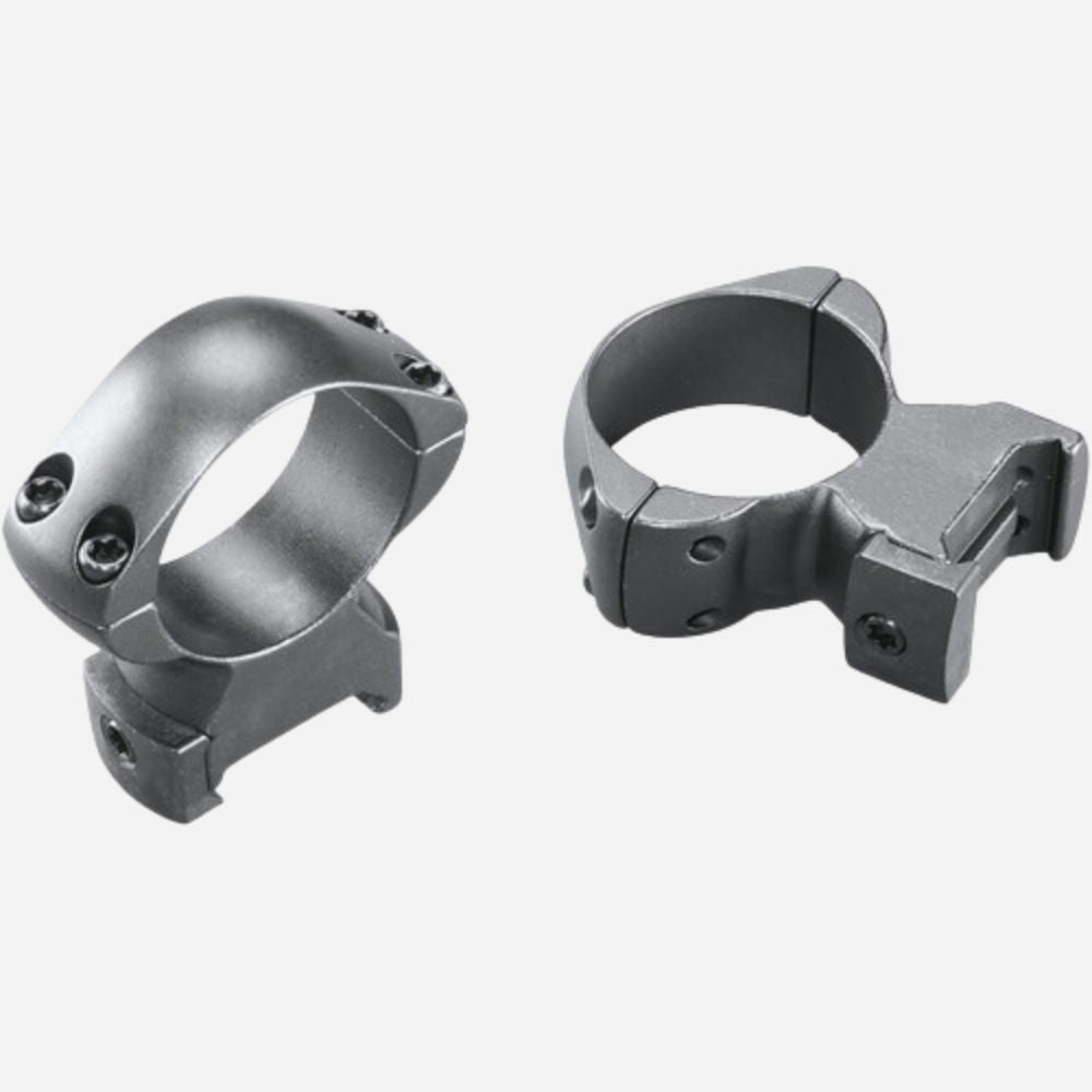 Two metallic ring mounts on a white background