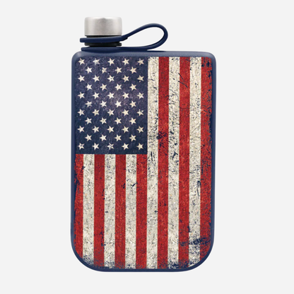 Flask with American flag design on a white background