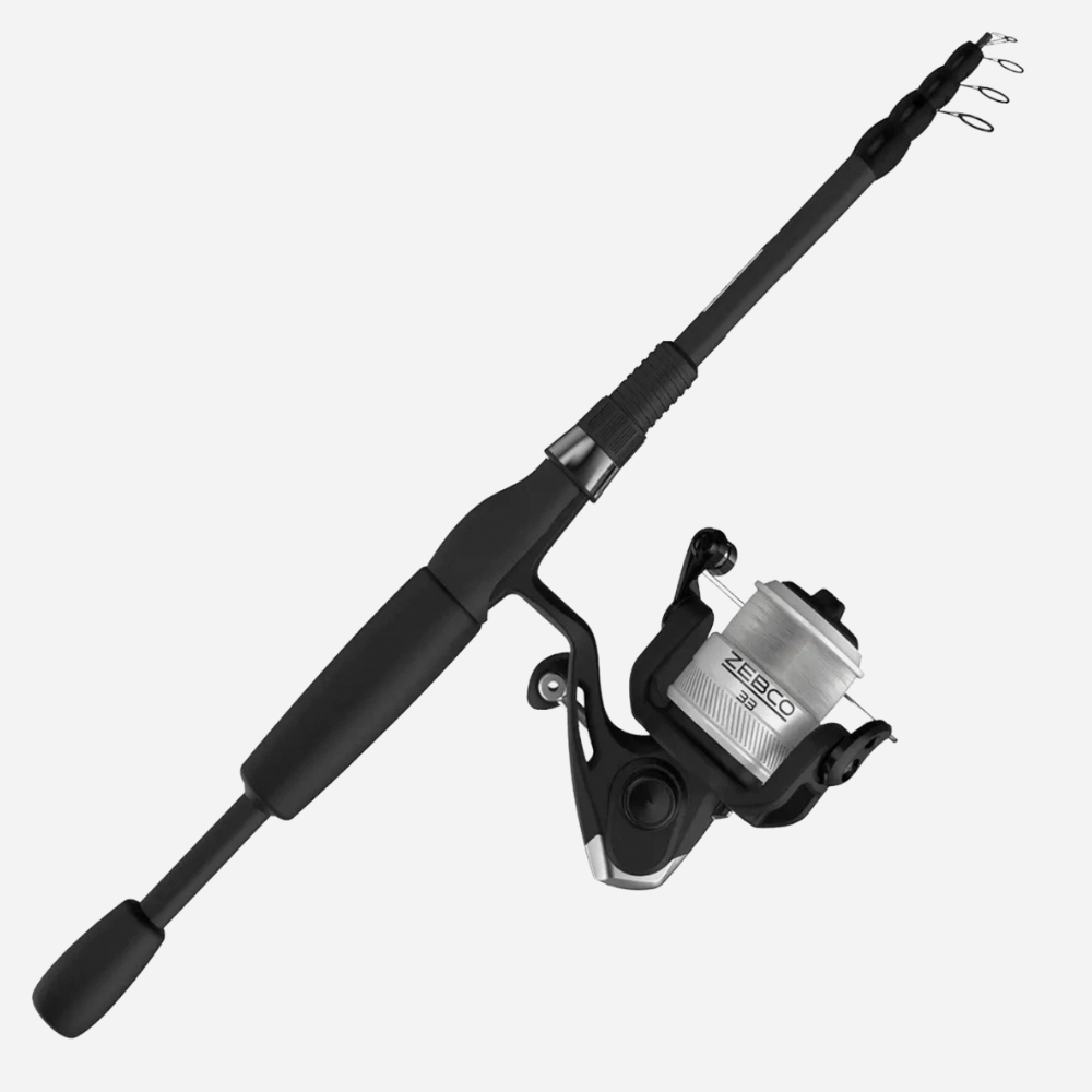 Fishing rod and reel set on a white background
