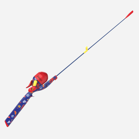 Zebco Youth Superman Floating Spincast Reel and Fishing Rod Combo
