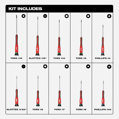 Milwaukee 10pc Precision Screwdriver Set