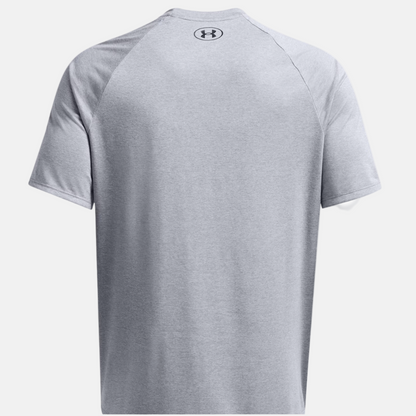 UA Men's Tech Short Sleeve T-shirt- Steel Light Heather/Black