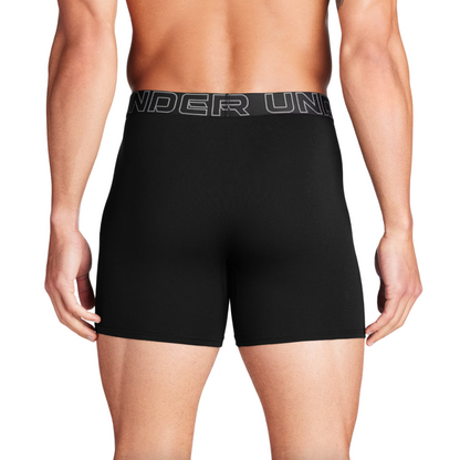 UA 3-Pack Performance Cotton Stretch 6" Boxer Briefs - Black
