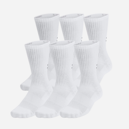 UA Training Cotton Unisex 6-Pack Crew Socks - White