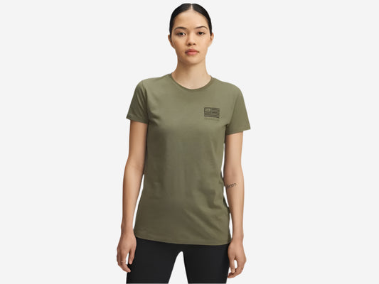 UA Women's Freedom Left Chest Short Sleeve - Marine OD Green