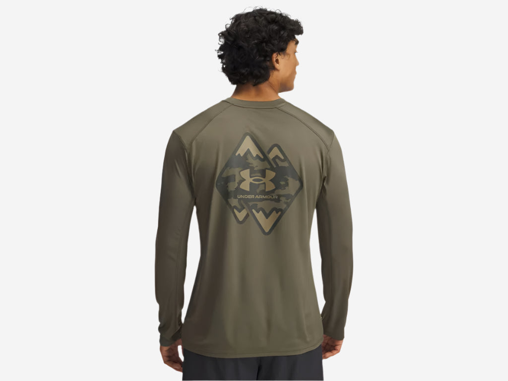 UA Men's Drift Tide Knit Mountain Long Sleeve - Marine OD Green