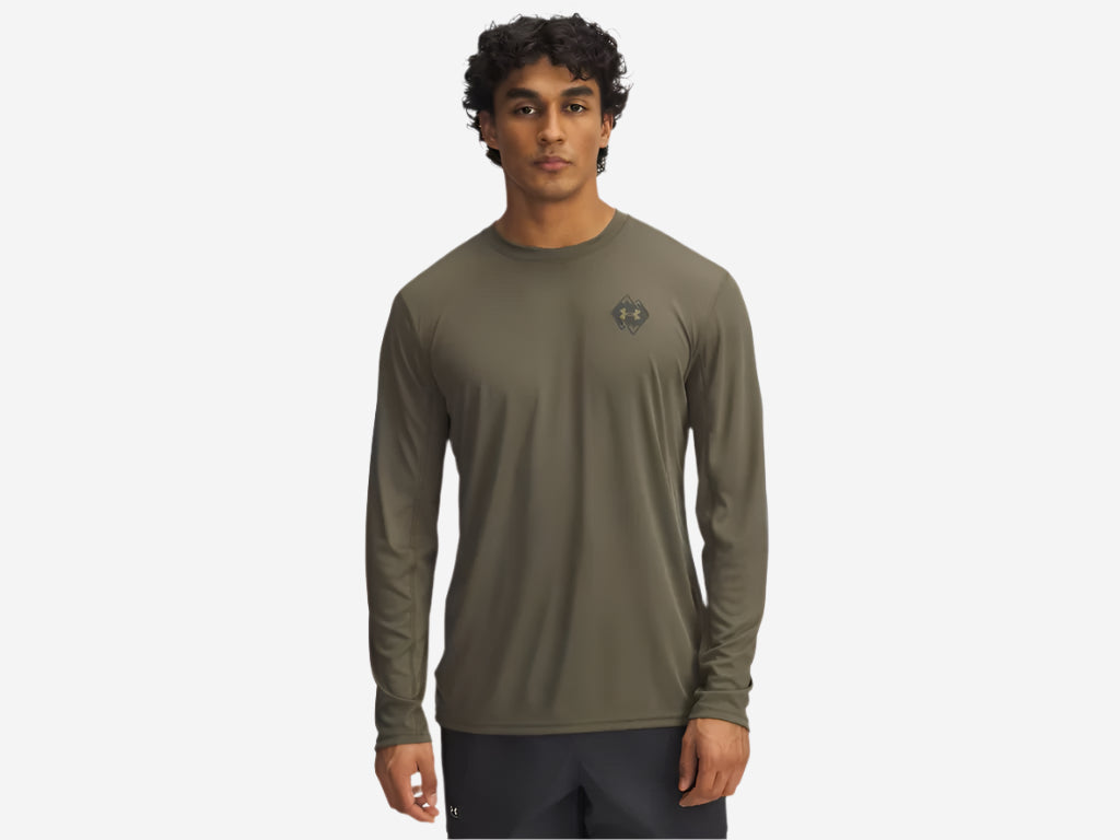 UA Men's Drift Tide Knit Mountain Long Sleeve - Marine OD Green